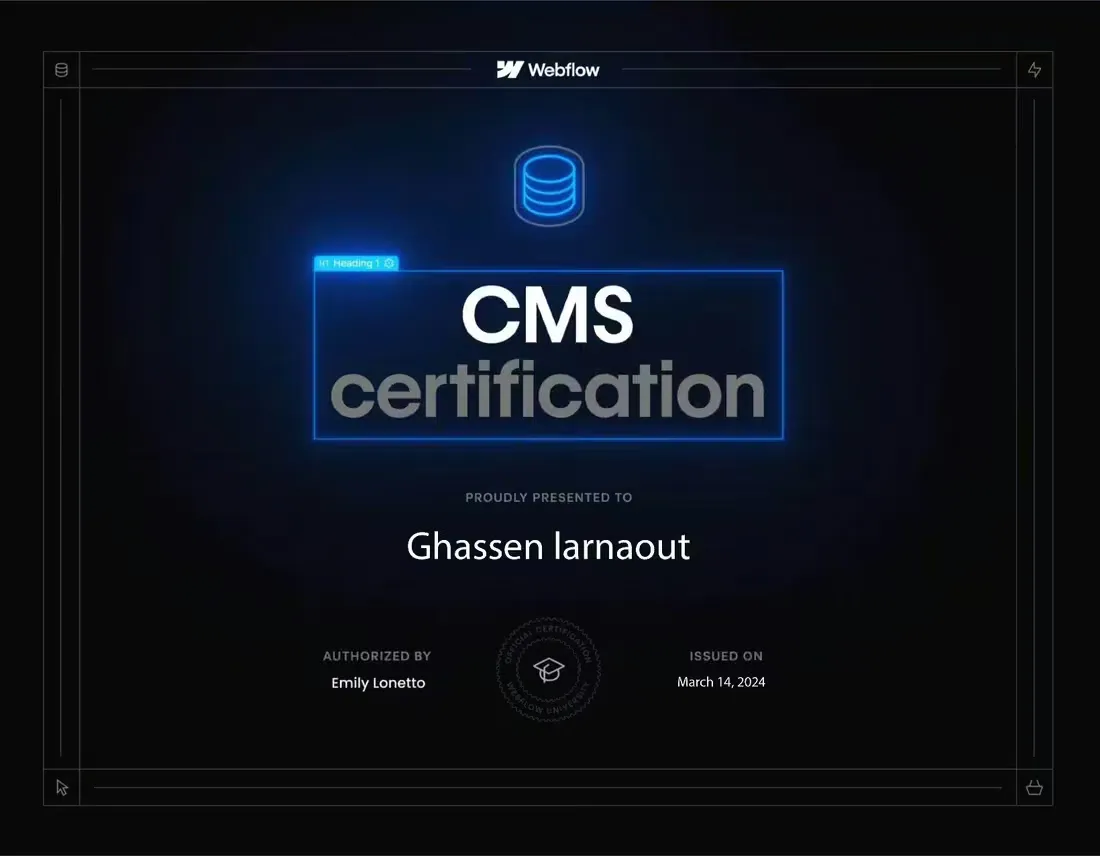 Webflow certified developer badge