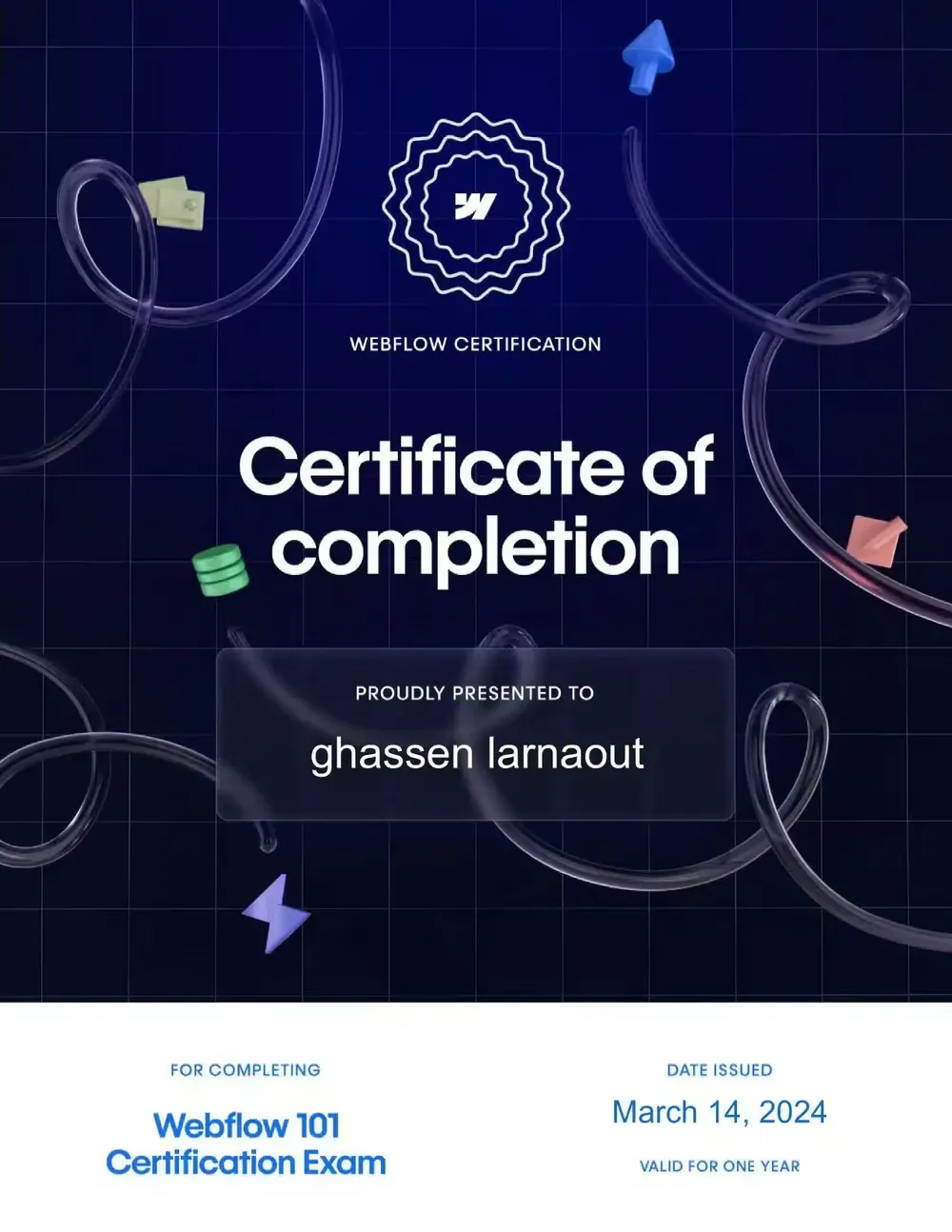 Certified Webflow Developer certificate