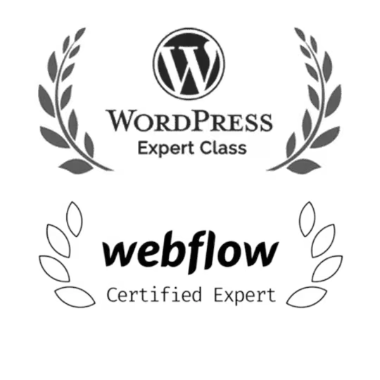 WordPress and Webflow certified developer badge