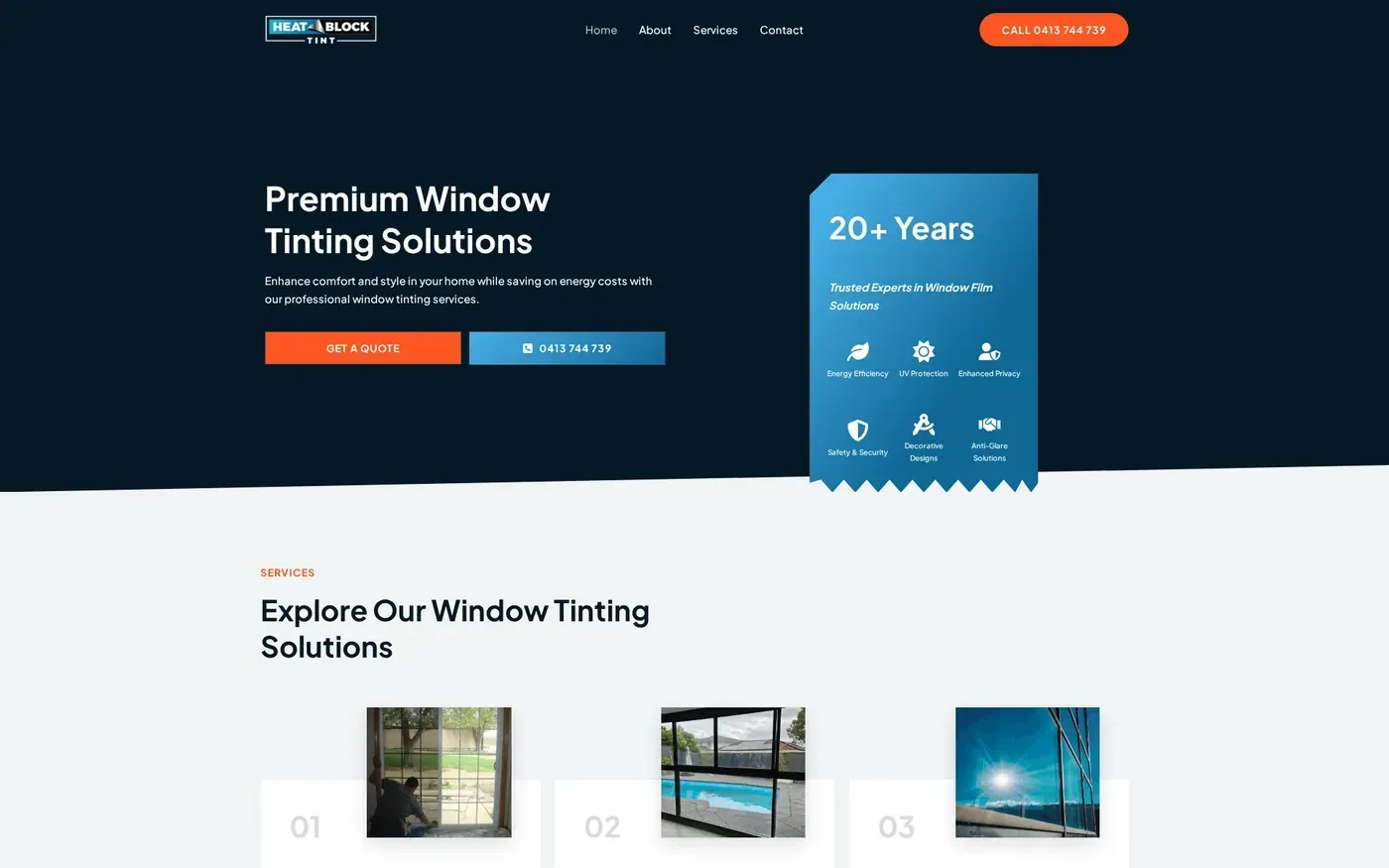 Heat Block Tint website project preview