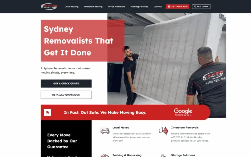 In N Out Removalists website project preview