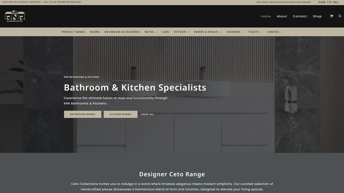 RNR Bathrooms & Kitchens website project preview